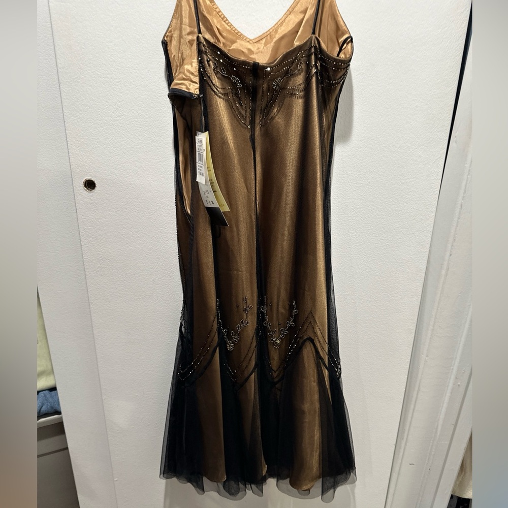 Vintage 90s spaghetti strap flapper style mesh beaded overlay dress - Picture 7 of 7